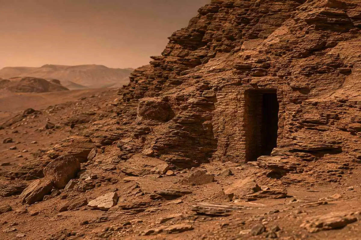 На новом снимке марсохода Curiosity обнаружили загадочную прямоугольную структуру, напоминающую дверной проем.